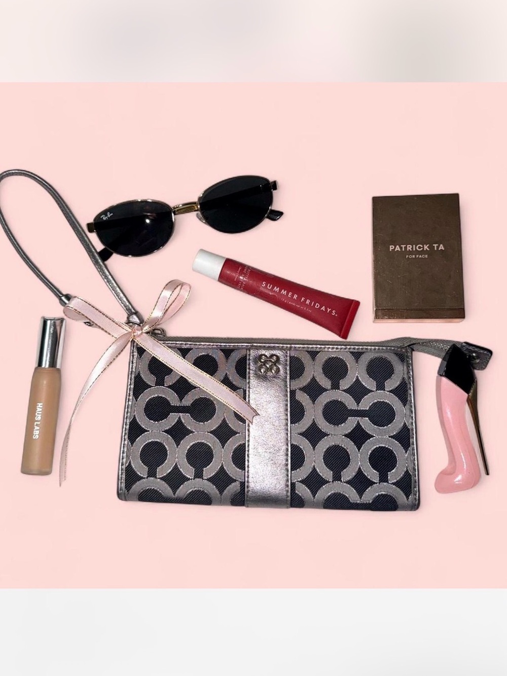 coach metallic signature wristlet
